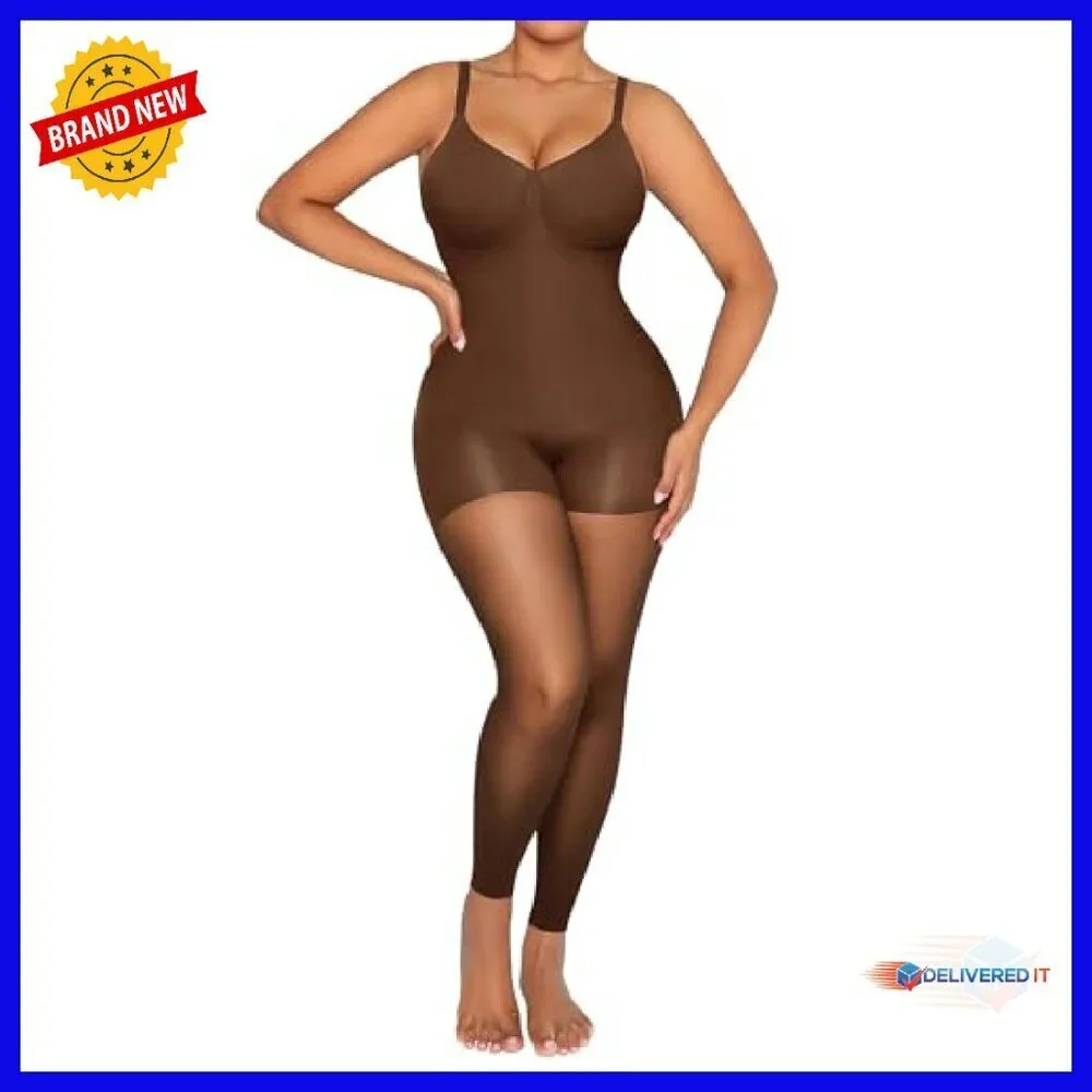 Seamless Tummy Control Shapewear Bodysuit Sheer Legs Sizes S-XXL
